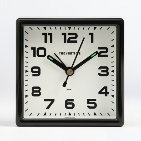 Alarm clock, 9.5 x 9.5 cm, discrete move, black