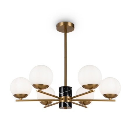 Suspended lamp Freya Fr5230PL-06BS Marble, 670x670x560 mm, E27, 6x60W, brass color