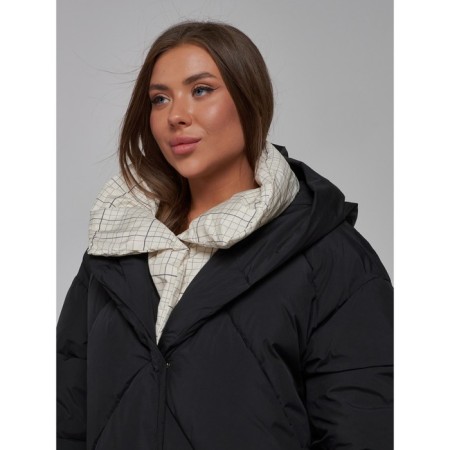 Coat insulated winter female, size 44, black color-15