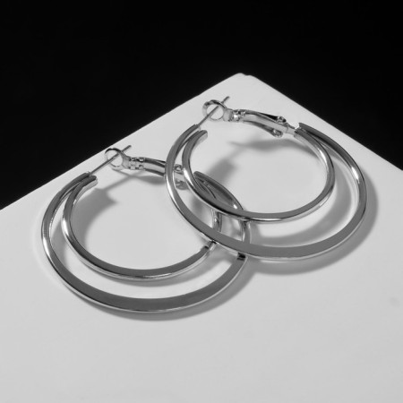 Karma-Karma earrings double circle, color silver, d = 4