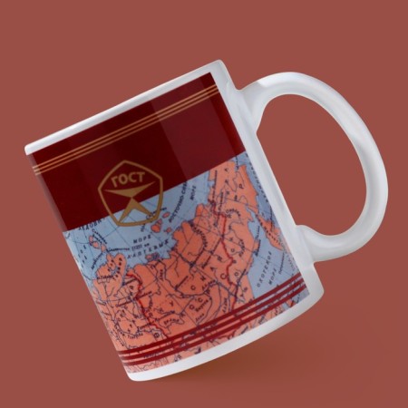 Ceramic mug "USSR", 320 ml, red color-2
