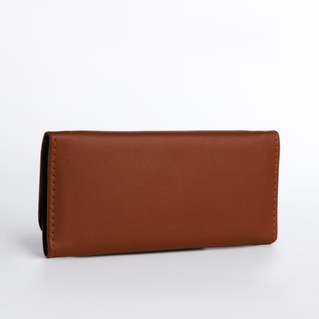 Women's wallet on the button, beige color-1