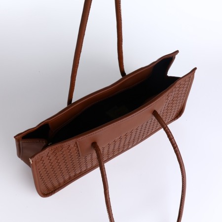 Bag Women's Tout with zipper, brown color-6