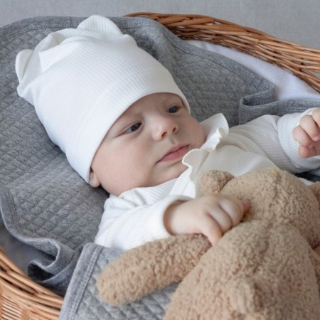 A hat with a lapel and ears children's kinderlitto “Kapuchino”, age 0-3 months, 2 pcs-3