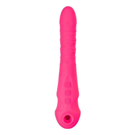 Jos Cotox vibrator with vacuum stimulation, 23 cm, silicone, pink color-1