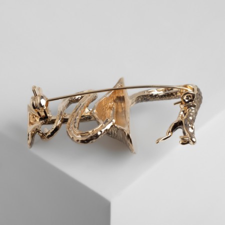 Brooch "Snake in Heraldic" medicine, color black gold-1