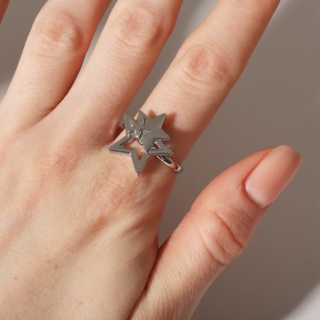 Ring "Stars" trio, color silver, dimensionless-3