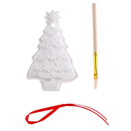 Christmas tree decoration for coloring "Christmas tree with a star" with a suspension, brush-1
