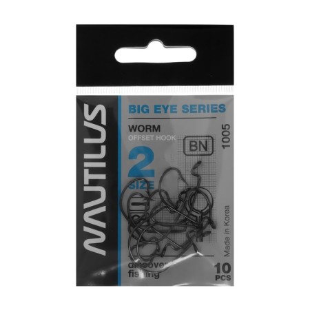 Offset hook Nautilus offset Big Eye Series Worm 1005, No. 2, 10 pcs.