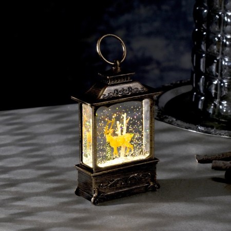 LED figure “Lantern with a deer” 7.6 × 13.5 × 3.2 cm, plastic, sparkles, batteries AG13x3, glow warm white