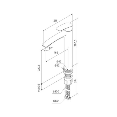 MILARDO RORA RORSB01M01 shell mixer, pour 166 mm, chrome-3