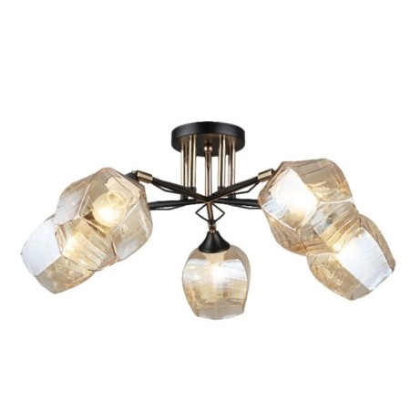 Lamp Ceiling Economic light 12216/5BK+FGD BR, 5x60W, E27, 26x62x62 cm, gold color