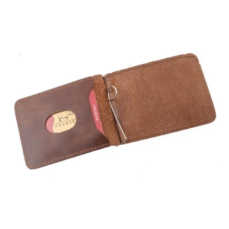 Portmone with a Z-2 clamp, button, brown, dark, bullet-up-1