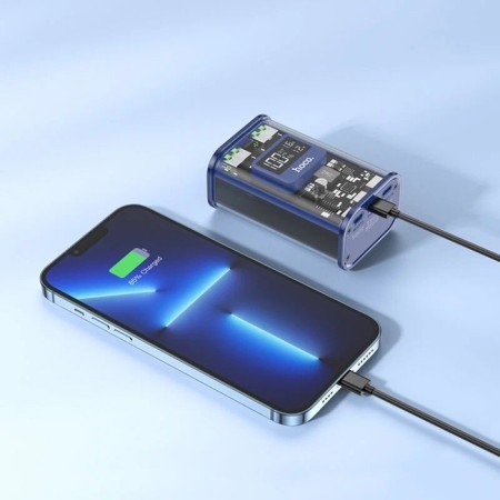 External battery Hoco J105, 10,000 mAh, 3 A, 2USB/Type-C/Lightning/Microusb, Blue-3