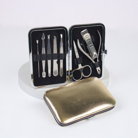 Manicure set "Metallic", 8 items, in a case, bronze color-2