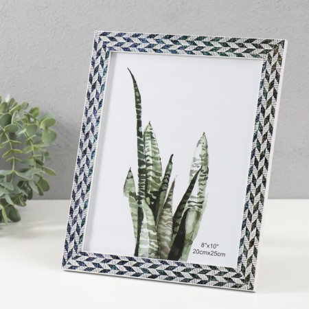 Photo frame plastic 20x25 cm "Double braid" black and white 23.4x28.5 cm-1