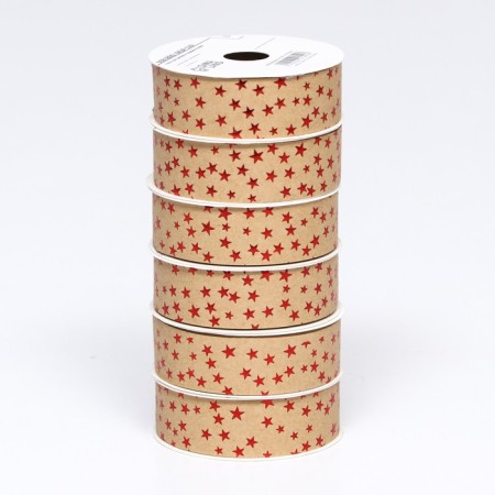 Ribbon for decor and gifts Kraft with stars "Star" 2cm x 5 m-3