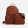 Women's backpack of artificial leather with a zipper, 4 pockets, bag, brown color
