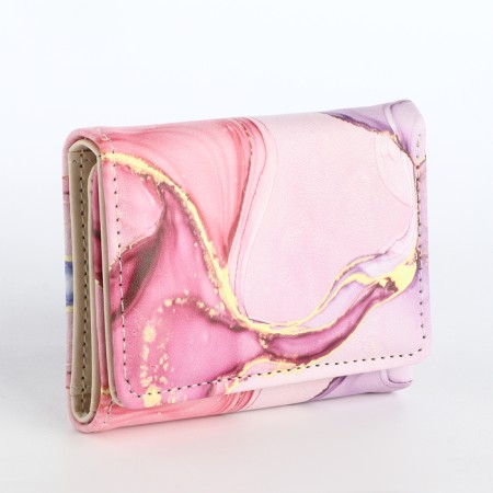 Women's wallet on the button, pink color