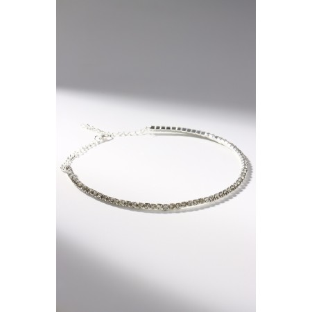 Necklace "ice", 1 row, white color in silver, 35 cm-1