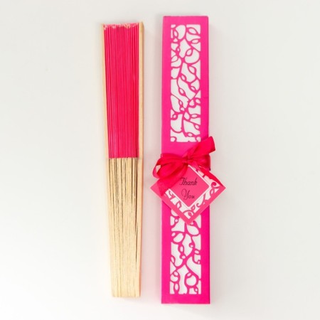 Fan bamboo, textiles h = 22 cm "monocet" in the box, fuchsia-5