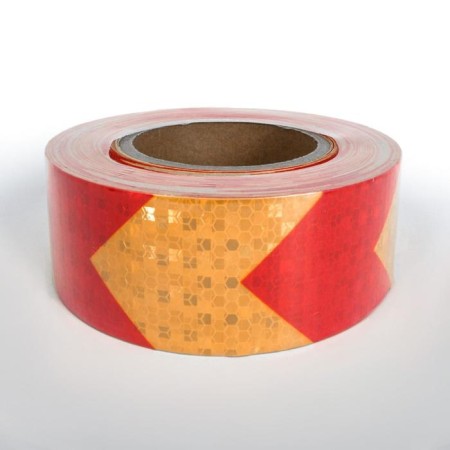 Reflective tape, self-adhesive, yellow-red, 5 cm × 25 m