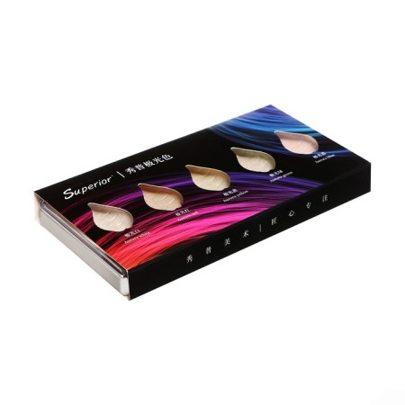 Watercolor paints, pearl, + brush, in a plastic box, 5 colors-1