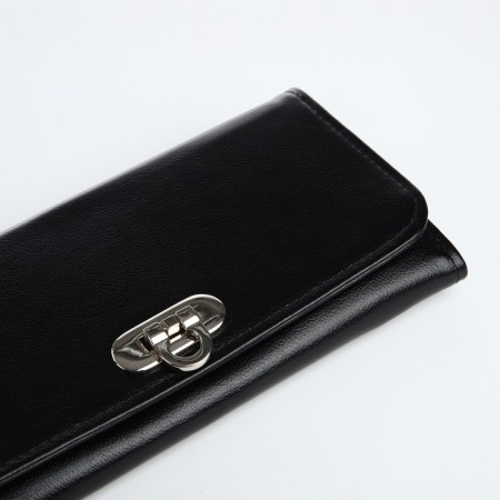 Women's wallet on fasteners, black color-2