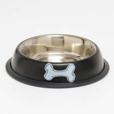 A bowl with a non -slip base with a print, 445 ml, black