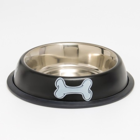 A bowl with a non -slip base with a print, 445 ml, black