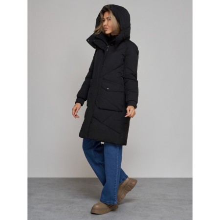 Coat insulated winter female, size 42, black color-6