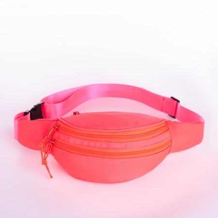 Lightning waist bag, 2 pockets, coral color-1