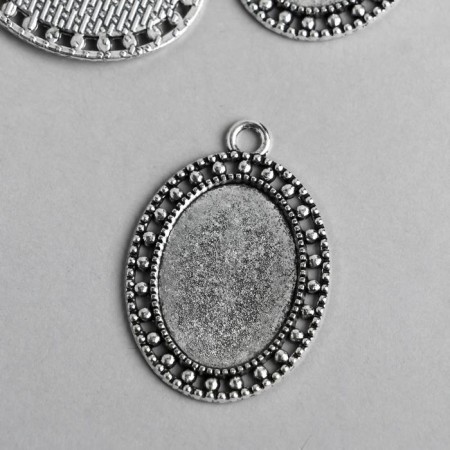 Setting (base for cabochon) Metal "Medalon - Points" Silver 7915 3.7x2.6 cm