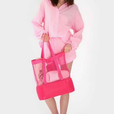 Bag - beach choper with thermo -karman, 42x37x15 cm, pink color-8