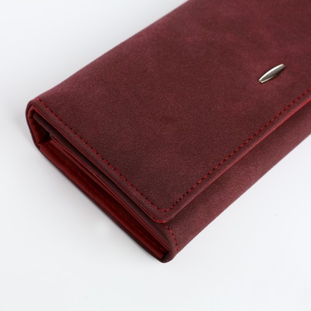 Women's wallet on the button, burgundy color-2