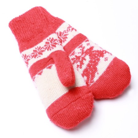 Women's mittens, red/white color, size 20-22-1
