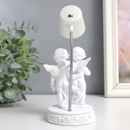 Souvenir Polystone Light "Lamp - Angels with heart" White mix 7.5x7.5x18 cm-3