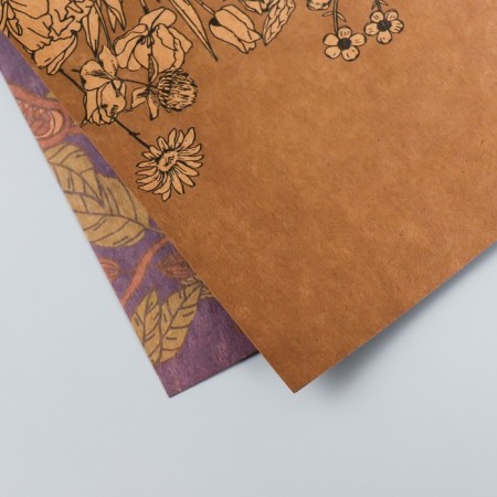 Scrapbooking paper bilateral craft "Cocoa and flowers" density 180 g 15.5x17 cm-4