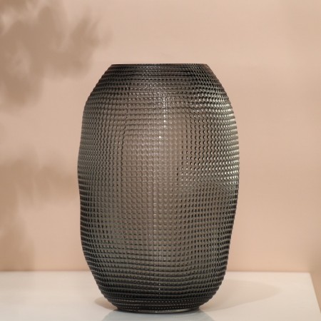 Crocus flower vase made of transparent black glass 25 x 16 x 16 cm-4