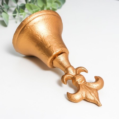 Bell souvenir cast iron "Heraldic lily" gold 13x7x7 cm-3