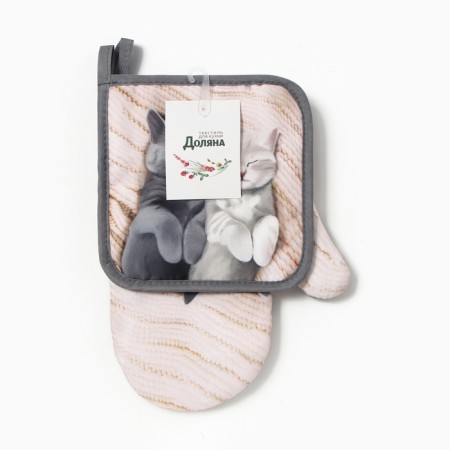 Kit kitchen "cats" mittens-seging 20x27cm, severity 17x17cm 100% p/e-4