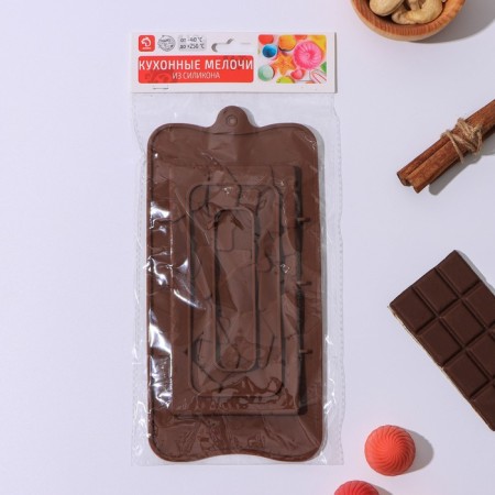 Form for chocolate of the Dolyan "Crushed Chocolate", 21.2 × 10.6 × 1 cm, brown color-4