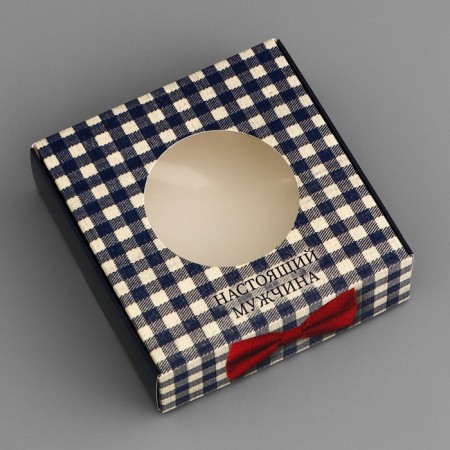 Box a gift team with a window, packaging, a "real man", 10 x 10 x 3 cm-2