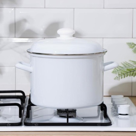 A pan without a decolle, 4.5 l, enameled cover, induction, white color-3