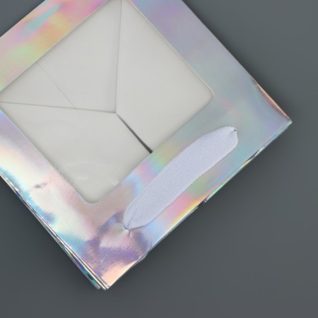 A packet for a cake with a square bottom and window, holographic, 15 x 15 x 15 cm-1