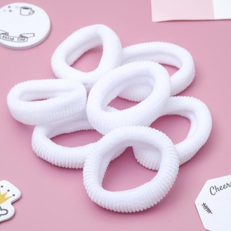 Hair elastic band "Mahrushka" (set 7 pcs) white-1