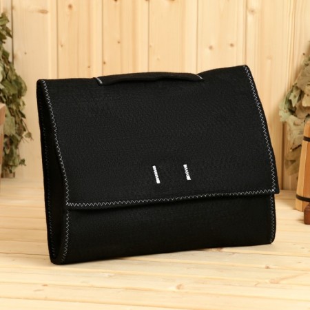 Set for baths and saunas 5 in 1 (bag, hat, mittens, rug, washcloth), black-4