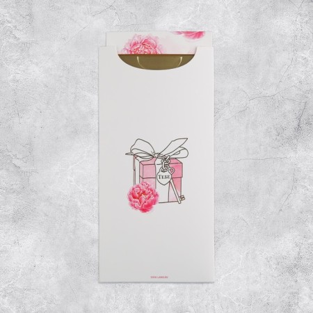 Envenue for money "Happiness", flowers, congruen, embossing 9.5 x 19.5 cm-1