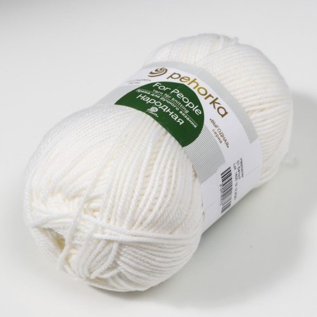 Yarn "Narodnaya" 30% wool, 70% acrylic volume 220m/100g (01-white)-2
