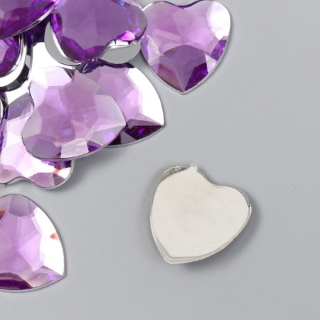 Decor for creativity Plastic "Rhinestones Heart. Lilac" set 30 pcs 2.5x2.5 cm-1